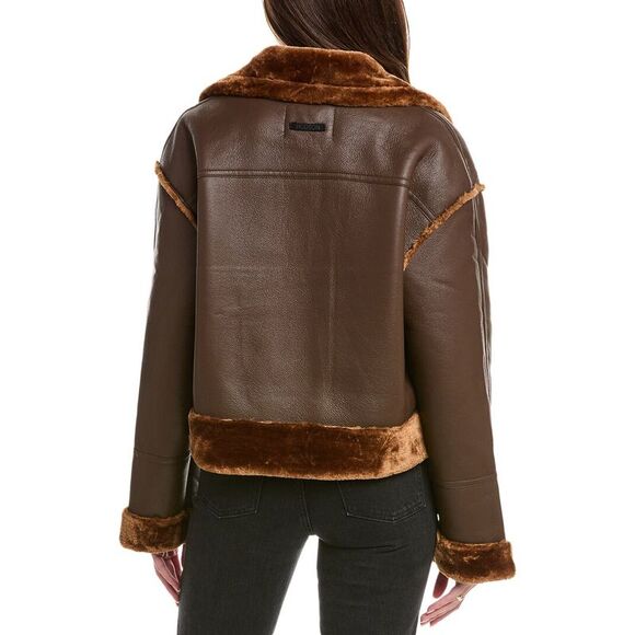 Hudson Womens  Jeans Aviator Jacket, Brown - Picture 2 of 3
